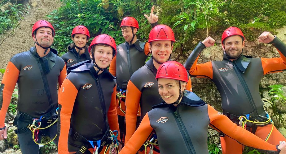 Canyoning groepsfoto Canyoning groepsfoto
